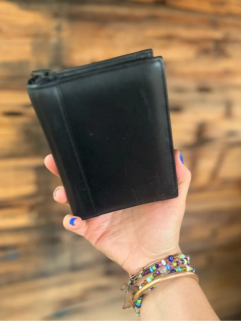 TUMI | Black Leather Zip Card Wallet